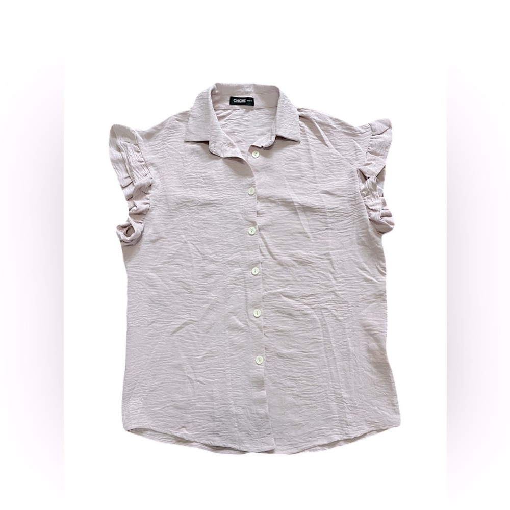 ChicMe women’s medium cap sleeve ruffle blouse, pale pink